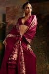 Buy_Ekaya_Purple Silk Banarasi Handwoven Saree With Unstitched Blouse Fabric  _at_Aza_Fashions