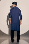 Shop_Kaaj Button x AZA_Blue Twill Cotton Embroidered Thread Kurta Set With Butti Dupatta _at_Aza_Fashions