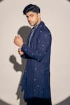 Buy_Kaaj Button x AZA_Blue Twill Cotton Embroidered Thread Kurta Set With Butti Dupatta 