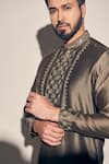 Kaaj Button x AZA_Green Chanderi Embroidered Mirror Placement Kurta With Pant _Online_at_Aza_Fashions