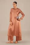 Buy_AMPM_Gold Metallic Round Tunic And Palazzo Set _at_Aza_Fashions