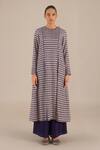 AMPM_Purple Rose Silk Printed Paisley Round Huma Kurta Set _Online_at_Aza_Fashions