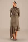 Buy_AMPM_Grey Satin Organza Sofi Cowl Neck Tunic And Skirt Set_at_Aza_Fashions