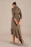 Shop_AMPM_Grey Satin Organza Sofi Cowl Neck Tunic And Skirt Set_at_Aza_Fashions