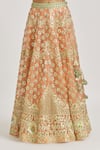 Vandana Sethi_Peach Organza Sequins, Gota Patti, Embroidery, Crystals, Applique Lehenga Set _at_Aza_Fashions