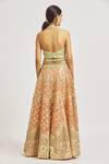 Shop_Vandana Sethi_Peach Organza Sequins, Gota Patti, Embroidery, Crystals, Applique Lehenga Set _at_Aza_Fashions