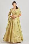 Vandana Sethi_Gold Organza Gota Patti, Mirrors, Crystals, Embroidery Work Bridal Lehenga Set _at_Aza_Fashions
