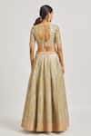 Shop_Vandana Sethi_Gray Organza Embroidery Gota Patti V Neck Paisley Lehenga Set _at_Aza_Fashions