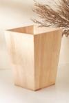 Buy_Mason Home_Brown Wood Textured Natural Dustbin_at_Aza_Fashions