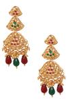 Shop_MINAKI_Multi Color Pearls, Stones Kundan And Embellished Earrings _at_Aza_Fashions