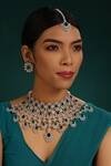 Buy_Minaki_Green Crystals, Stones Kiara Embellished Choker Necklace Set_at_Aza_Fashions