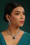 Buy_Minaki_Green Cut Work, Crystals Embellished Pendant Necklace Set _at_Aza_Fashions