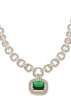 Minaki_Green Cut Work, Crystals Embellished Pendant Necklace Set _Online_at_Aza_Fashions