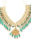 MINAKI_Green Pearl And Stones Embellished & Necklace Set _Online_at_Aza_Fashions