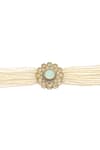 Minaki_Green Pearls, Crystals And Stone Embellished Choker Necklace Set _Online_at_Aza_Fashions