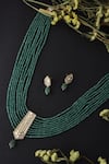 Shop_Swabhimann_Green Diamonds, Stones Uncut Polki Embellished Layered Necklace Set _at_Aza_Fashions