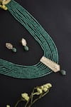 Swabhimann_Green Diamonds, Stones Uncut Polki Embellished Layered Necklace Set _Online_at_Aza_Fashions