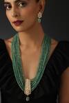 Buy_Swabhimann_Green Diamonds, Stones Uncut Polki Embellished Layered Necklace Set _Online_at_Aza_Fashions