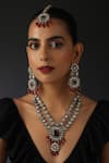 Buy_Swabhimann_Red Stones, Beads Uncut Polki Embellished Necklace Set _at_Aza_Fashions