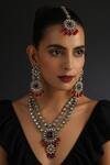 Buy_Swabhimann_Red Stones, Beads Uncut Polki Embellished Necklace Set _Online_at_Aza_Fashions