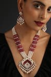 Shop_Swabhimann_Red Diamonds, Pearls Uncut Polki Studded Necklace Set _Online_at_Aza_Fashions