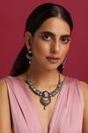 Buy_Swabhimann_Purple Zari Two Tone Embellished Necklace Set _at_Aza_Fashions
