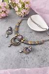 Swabhimann_Purple Zari Two Tone Embellished Necklace Set _Online_at_Aza_Fashions