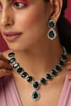 Buy_SWABHIMANN_Green Zirconia Emerald Studded Necklace Set _Online_at_Aza_Fashions