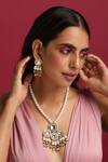 Buy_Swabhimann_White Pearls Polki Embellished Necklace Set _at_Aza_Fashions