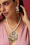 Swabhimann_White Pearls Polki Embellished Necklace Set _Online_at_Aza_Fashions