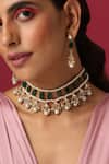 Buy_Swabhimann_Green Pearls Kundan Drop Embellished Necklace Set _Online_at_Aza_Fashions
