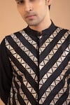 Priyanka Haralalka_Black Cotton Silk Embroidered Zari Bundi Pant Set_at_Aza_Fashions