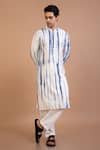 Buy_Priyanka Haralalka_Blue Cotton Silk Embroidered Mirror Tie And Dye Work Kurta & Pant Set _Online_at_Aza_Fashions