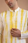 Priyanka Haralalka_Yellow Cotton Silk Embroidered Mirror Work Kurta And Pyjama Set _at_Aza_Fashions