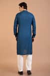 Shop_Priyanka Haralalka_Blue Royal Silk Solid Kurta With Pyjama _at_Aza_Fashions