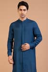 Priyanka Haralalka_Blue Royal Silk Solid Kurta With Pyjama _Online_at_Aza_Fashions