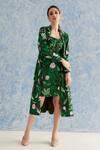 Buy_FUGA_Green Japanese Cotton Print Botanical Lapel Collar Jacket _Online_at_Aza_Fashions