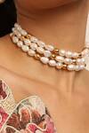 Mnsh_White Baroque Pearl Embellished Choker Necklace _Online_at_Aza_Fashions