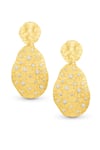 Shop_MNSH_Gold Plated Cubic Zirconia Glint Oval Earrings _at_Aza_Fashions