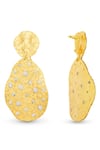 Buy_MNSH_Gold Plated Cubic Zirconia Glint Oval Earrings _Online_at_Aza_Fashions