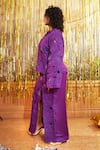 Buy_Chambray & Co._Purple Silk Cutwork Floral Jacket Shirt Collar Neoma Skirt Set _Online_at_Aza_Fashions