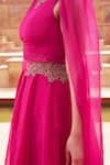 Shop_Chambray & Co._Pink Linen Silk Zonaira Zardozi Embroidered Blouse With Lehenga_Online_at_Aza_Fashions