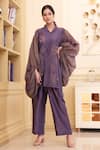 Buy_Chambray & Co._Purple Pure Handwoven Chanderi Silk Embroidered Ahlem Floral Tunic With Pant _at_Aza_Fashions