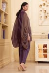 Shop_Chambray & Co._Purple Pure Handwoven Chanderi Silk Embroidered Ahlem Floral Tunic With Pant _at_Aza_Fashions