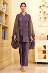 Chambray & Co._Purple Pure Handwoven Chanderi Silk Embroidered Ahlem Floral Tunic With Pant _Online_at_Aza_Fashions