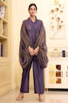 Buy_Chambray & Co._Purple Pure Handwoven Chanderi Silk Embroidered Ahlem Floral Tunic With Pant _Online_at_Aza_Fashions