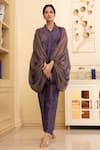 Shop_Chambray & Co._Purple Pure Handwoven Chanderi Silk Embroidered Ahlem Floral Tunic With Pant _Online_at_Aza_Fashions