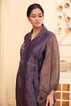 Chambray & Co._Purple Pure Handwoven Chanderi Silk Embroidered Ahlem Floral Tunic With Pant _at_Aza_Fashions