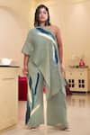 Buy_Chambray & Co._Blue Top And Pants Pure Chanderi Silk Tissue Embroidered Maya Abstract Set _at_Aza_Fashions