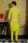 Shop_YAJY by Aditya Jain_Yellow Silk Printed Bloom Bundi And Kurta Set _at_Aza_Fashions